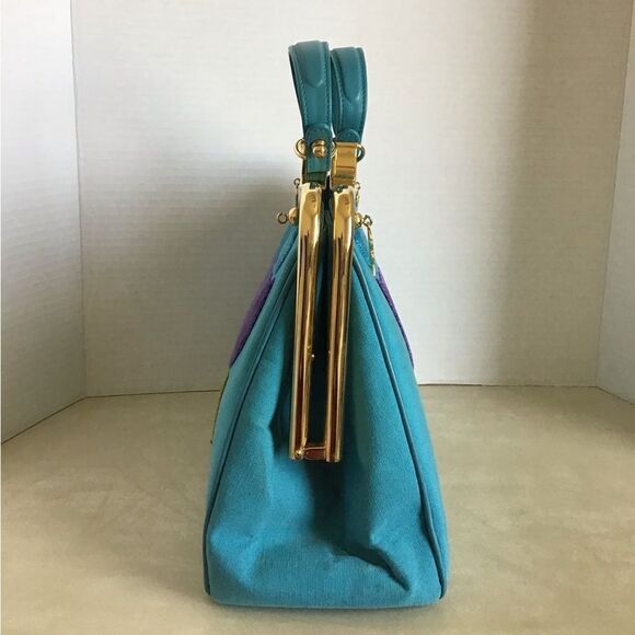 Robert di Camerino Frame Linen And Velour Handbag - Picture 6 of 15